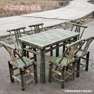 竹桌子餐桌正方形餐厅火锅店竹桌竹子方桌饭桌复古怀旧竹桌椅 新款