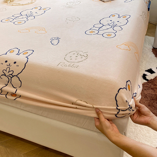 冬天加绒法兰珊瑚绒单件床单床罩保护套床垫全包 冬季 牛奶绒床笠款