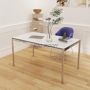 写字台设计ins 不锈钢办公桌长方形会议桌电脑桌中古包豪斯USM风格