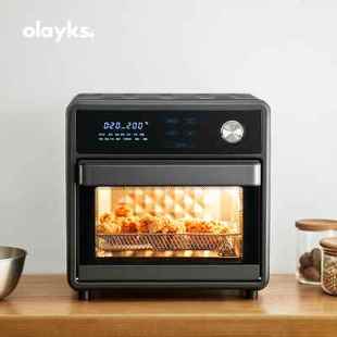 厂销OLAYKS电烤箱家用小型烘焙多功能全自动空气炸烤箱一体机可视