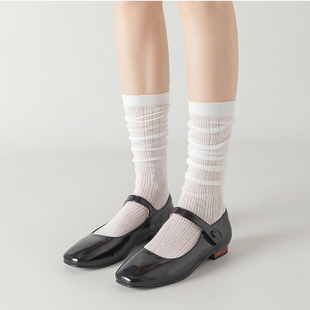 jk镂空长筒堆堆袜 薄款 日系网眼中筒袜白色袜子女ins潮小腿袜夏季