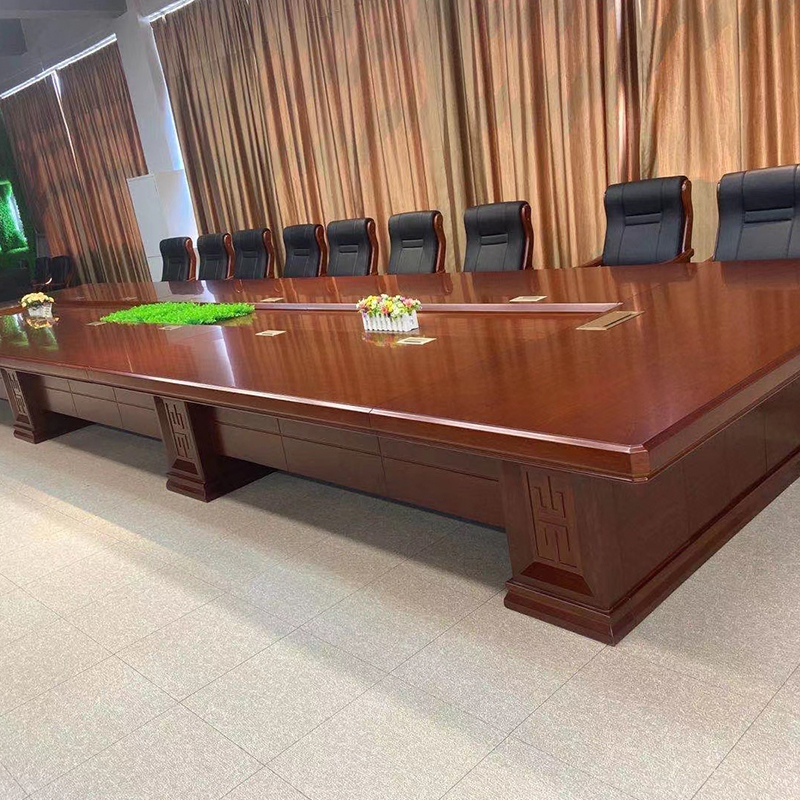 大型办公家具会议桌长桌油漆实木培训桌椅组合长方形烤漆洽谈桌椅