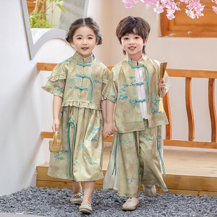 汉服男童古风夏季 女童国学套装 超仙古装 六一表演服 中国风儿童唐装