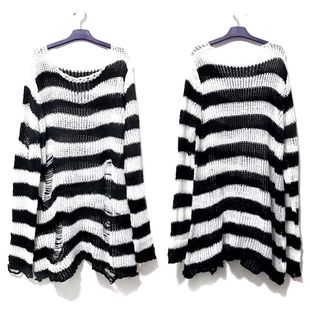 New Long Women Unisex Gothic Coo Sweater Punk Striped Summer