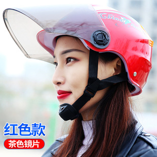 电动车骑行摩托车头盔 男女款 遮阳头盔哈雷反光防护盔防风帽 夏季