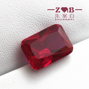 红宝石红刚玉裸石裸钻宝石彩宝大红色长方形裸石长方倒角