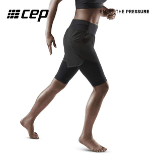 女运动速干裤 CEP 假两件 紧身裤 3.0专业压缩裤 跑步裤 五分健身短裤