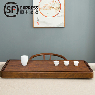 茶海大号小型单层竹 整块简易茶台排水茶具套装 茶盘实木家用电木款