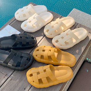 夏季 创意女士防滑软底居家拖鞋 包头拖户外度假沙滩鞋 EVA网红新款