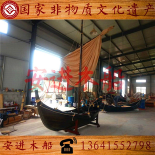 新品 帆船木船装 木船z景观小木船木船摆件可定制工艺船 饰木船欧式