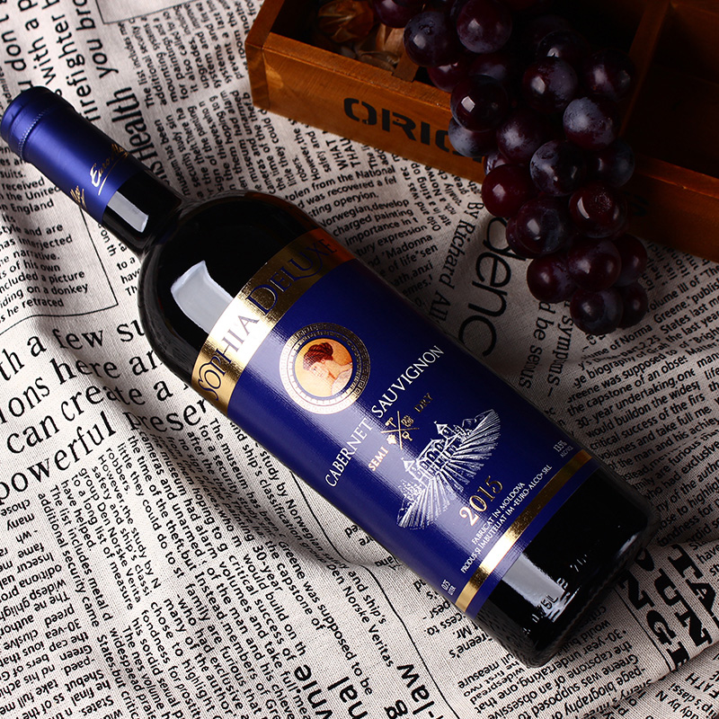 摩尔多瓦原瓶原装 进口红酒 半甜红葡萄酒750ml 名仕索菲亚半干