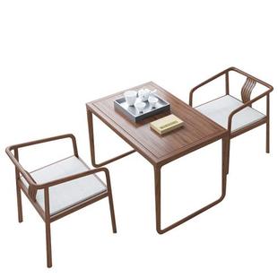 阳台茶桌椅组合小户型禅意小茶几黑胡桃实木家用 新中式 新品