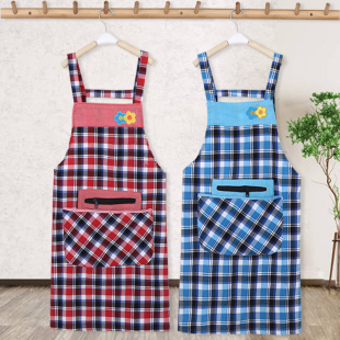 棉布围裙可爱日式 韩版 家用厨房饭店工作服防污加厚定制 女士背带式