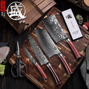 不锈钢大马士革钢厨房家用菜刀切肉切片不锈钢组合旬 日本刀具套装