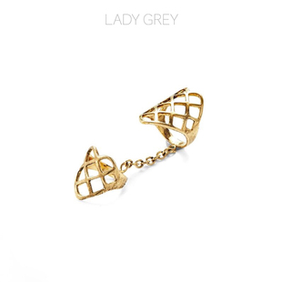 欧美个性 指环首饰 包邮 Grey铜镀18k金双链戒指女时尚 美国Lady