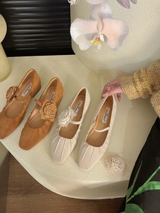 女温柔新中式 法式 子 旗袍鞋 粗跟晚晚鞋 仙女设计花朵玛丽珍瓢鞋 单鞋