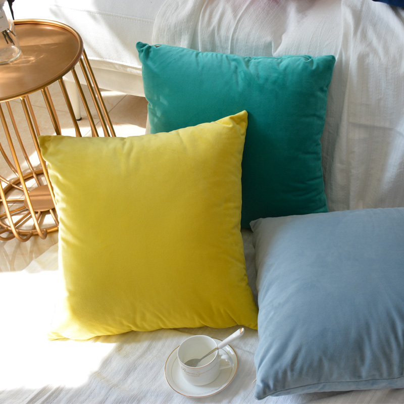 客厅长条靠枕套定制 纯色天鹅绒沙发抱枕不含芯大号正方形靠垫欧式