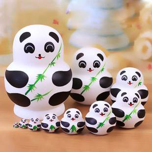 特色俄罗斯套娃10层中国风卡通萌熊猫手绘创意纪念礼物加钱得15层