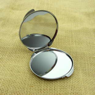 化妆镜梳妆 不锈钢小巧花纹双面镜 B9欧美流行饰品时尚