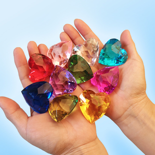 儿童宝石玩具大号心形亚克力塑料大钻石幼儿园奖励孩子礼物40mm