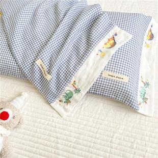 A类全棉双层纱布儿童换洗枕套 婴儿幼儿园乳胶枕记忆棉枕套 包邮