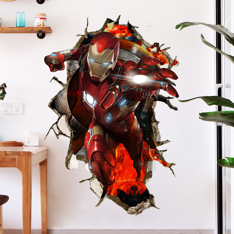 漫威海报3D立体超人钢铁侠复仇者联盟防水墙贴纸大学生宿舍卧室