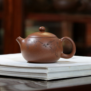 名家紫砂壶纯手工刻绘小鸟西施壶王群原矿降坡泥茶壶