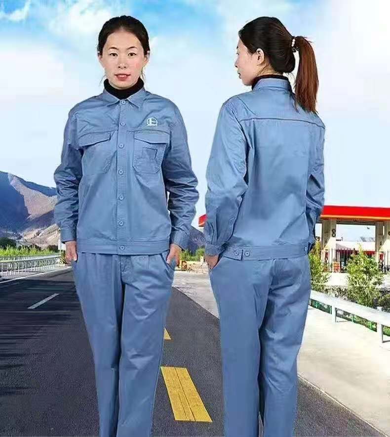 中石化防静电南京扬子化工厂带反光条浅蓝色工服夏季 长袖 定制 套装