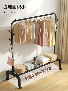 折叠置物晾衣服架子 简易衣帽架落地卧室内小型挂衣架柜家用单杆式
