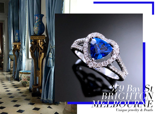 联合珠宝 欧洲古董戒指 带证书 天然坦桑石钻石18K白金海外拍卖行