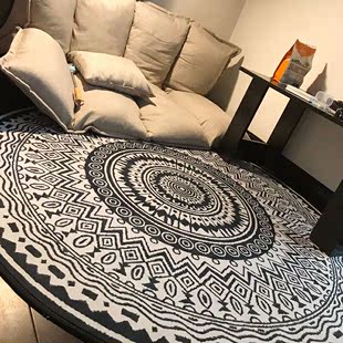 圆形地毯卧室现代简约客厅沙发茶几毯摩洛哥水晶绒耐脏电脑椅地垫