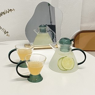 泡茶水壶带把手家用玻璃杯ins风茶水分离耐热高温花茶杯具套装