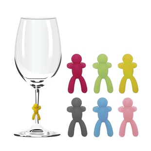 创意硅胶小人酒杯标贴红酒杯标识器红酒杯标记酒店派对用品自助餐
