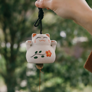 陶瓷风铃招财猫咪创意挂饰车饰定制户外六一儿童节礼物 可爱日式