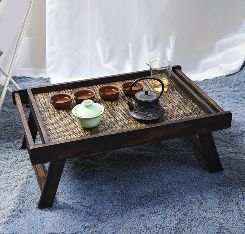 飘窗小茶几榻榻米桌子禅意家用茶桌折叠炕桌矮桌阳台实木茶台 日式