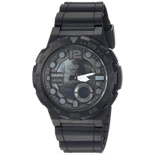 卡西欧CASIO 黑色黑色钢带双显款 男式 海外购日韩手表专柜2024新款