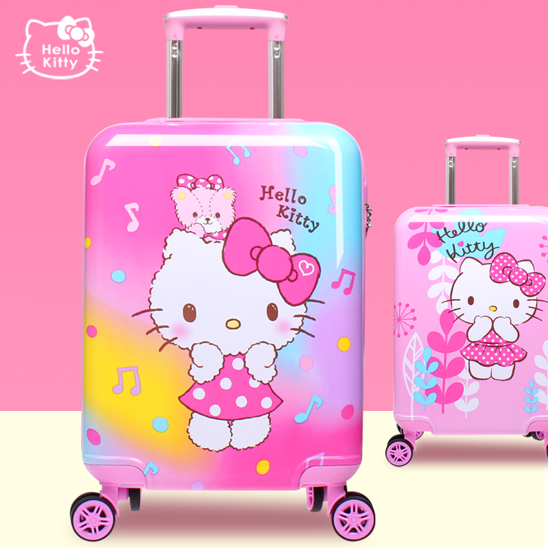 凯蒂猫儿童行李箱女孩可爱卡通旅行箱18寸万向轮拉杆箱可坐可登机