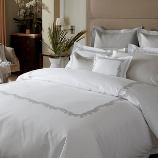 白色纯棉床单四件套高档五星级酒店床上用品 140支埃及棉进口美式