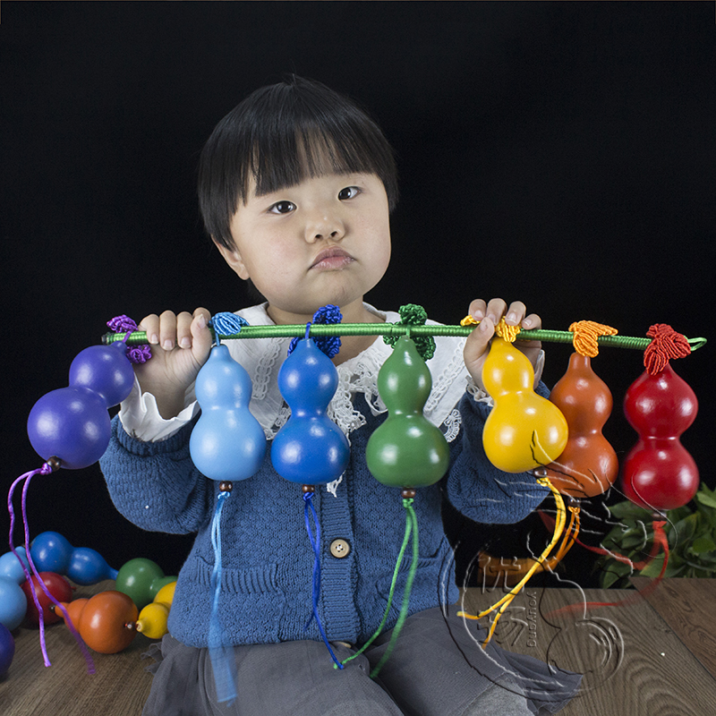 饰摆件 天然七彩葫芦挂件七色真小葫芦彩绘儿童孩子玩具礼物创意装
