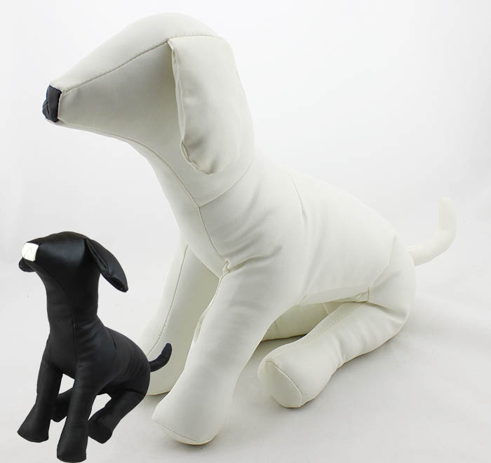 小狗模特宠物衣服道型坐姿小型犬单个黑色白色皮革狗模特道具