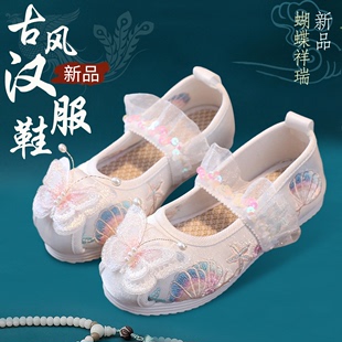 速发春季 平跟中国风古装 子老北京布鞋 古风配汉服女童绣 儿童汉服鞋