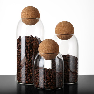 家用玻璃罐咖啡豆子保存罐 创意软木塞密封罐E 直销咖啡豆保鲜罐