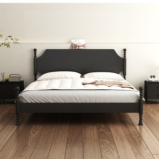 床北欧现代简约美式 黑奢主卧单人F床1.5m双人轻床色床小户