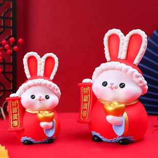 2023兔年兔子吉祥物十二生肖礼品创意新年礼物可爱存钱罐摆件