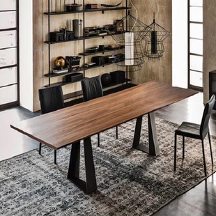 北欧工业风办公室k原木大板桌创意复古设计师工作台实木会议桌长