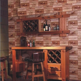 吧台桌家隔酒柜餐落厅用断J柜红胡桃奥古曼实木靠墙 部客
