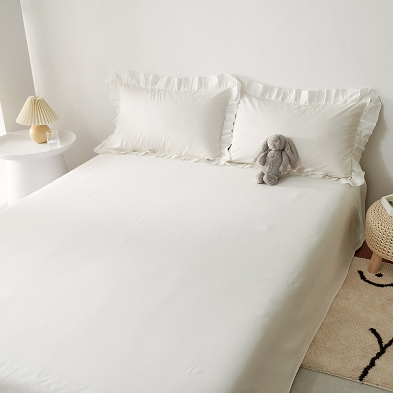纯白床单全棉100%白色床单单件1.5m双人斜纹被单1.8m床品