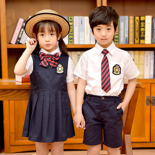 小学生班服幼儿园园服 夏季 男女短袖 韩版 英伦学院风长袖 校服裙套装
