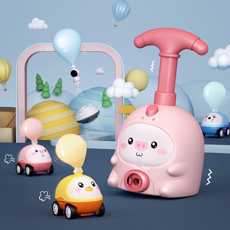 玩具小猪空气动力气球车飞天玩具益智1一3岁女孩男孩 儿童网红爆款