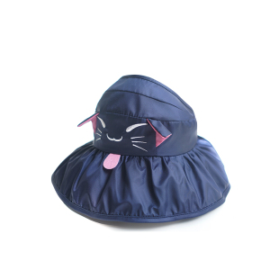 韩国进口笑脸小猫咪儿童遮阳帽幼儿户外防晒太阳帽可爱帽子女童帽